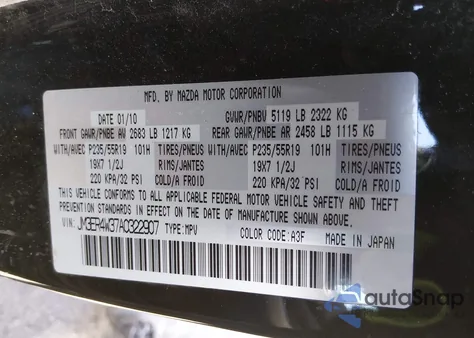 2010 Mazda Cx-7 S Grand Touring from USA, damaged, VIN JM3ER4W37A0322907
